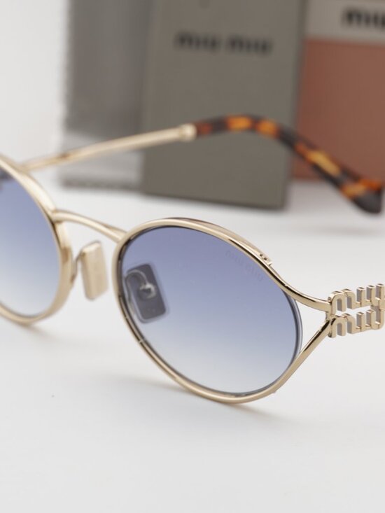 Miu Miu MU52YS ZVN80O Oval Sunglasses – Gold\\Blue Gradient main image 8